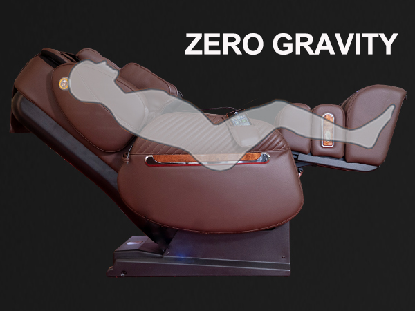 Luraco i9 Max Plus in zero gravity recline position showing 120 to 170 degree recline range