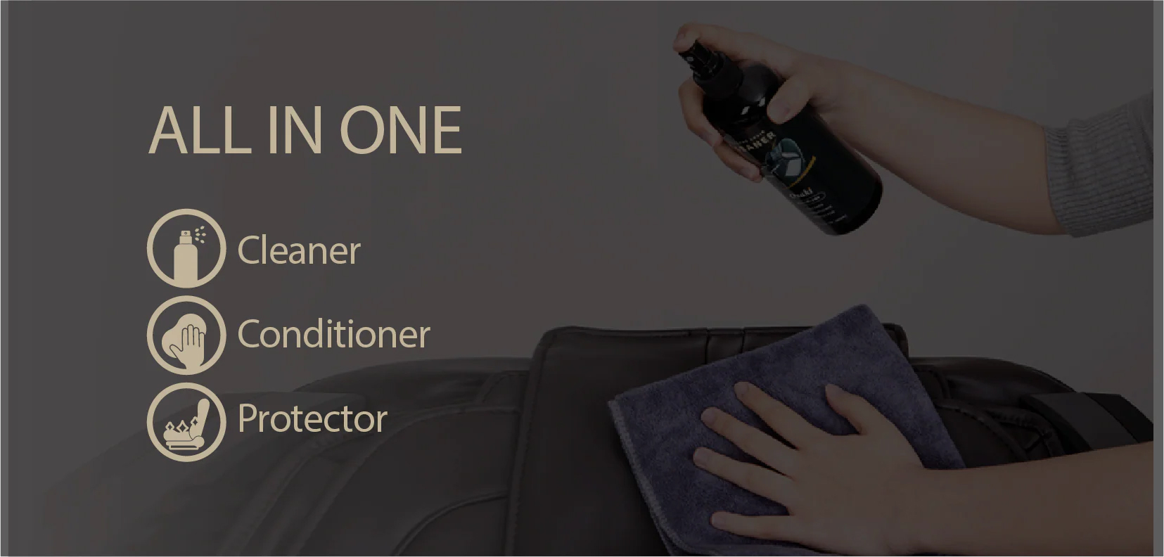 Massage chair cleaner bottle from the package deal