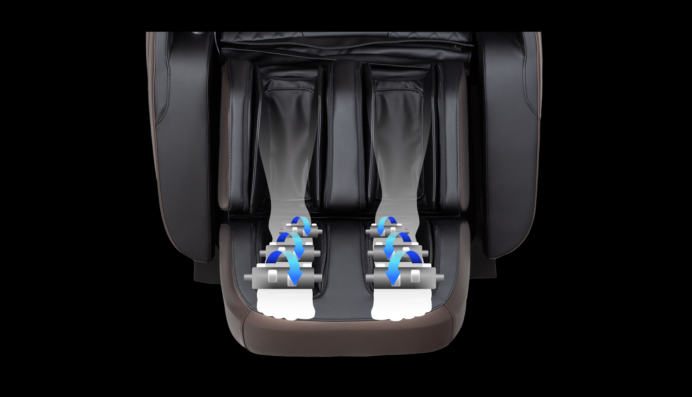 Osaki Duke XL 4D three specialized foot rollers with reflexology ridges