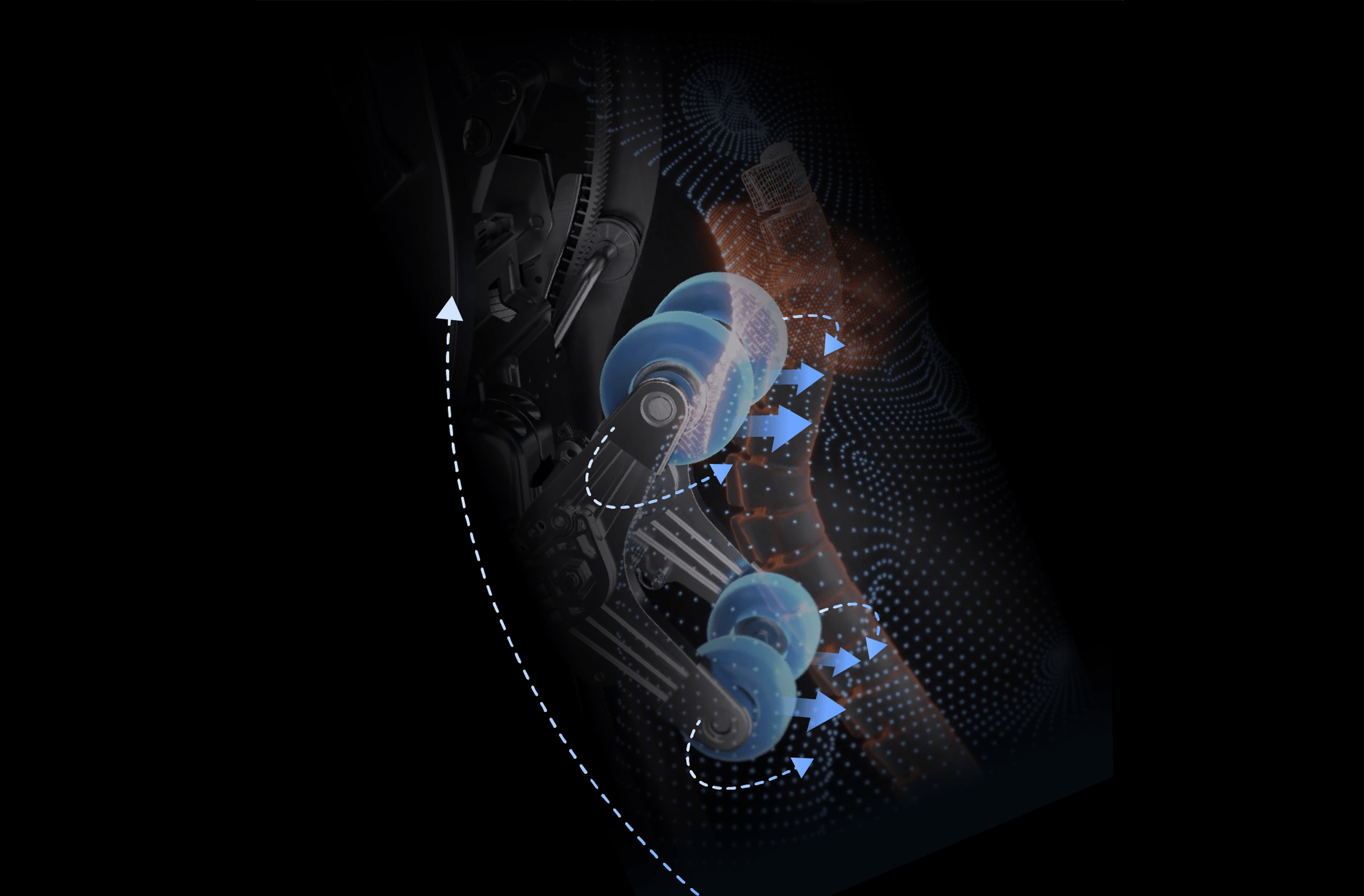 Osaki Duke XL 4D massage mechanism showing adaptive roller movement