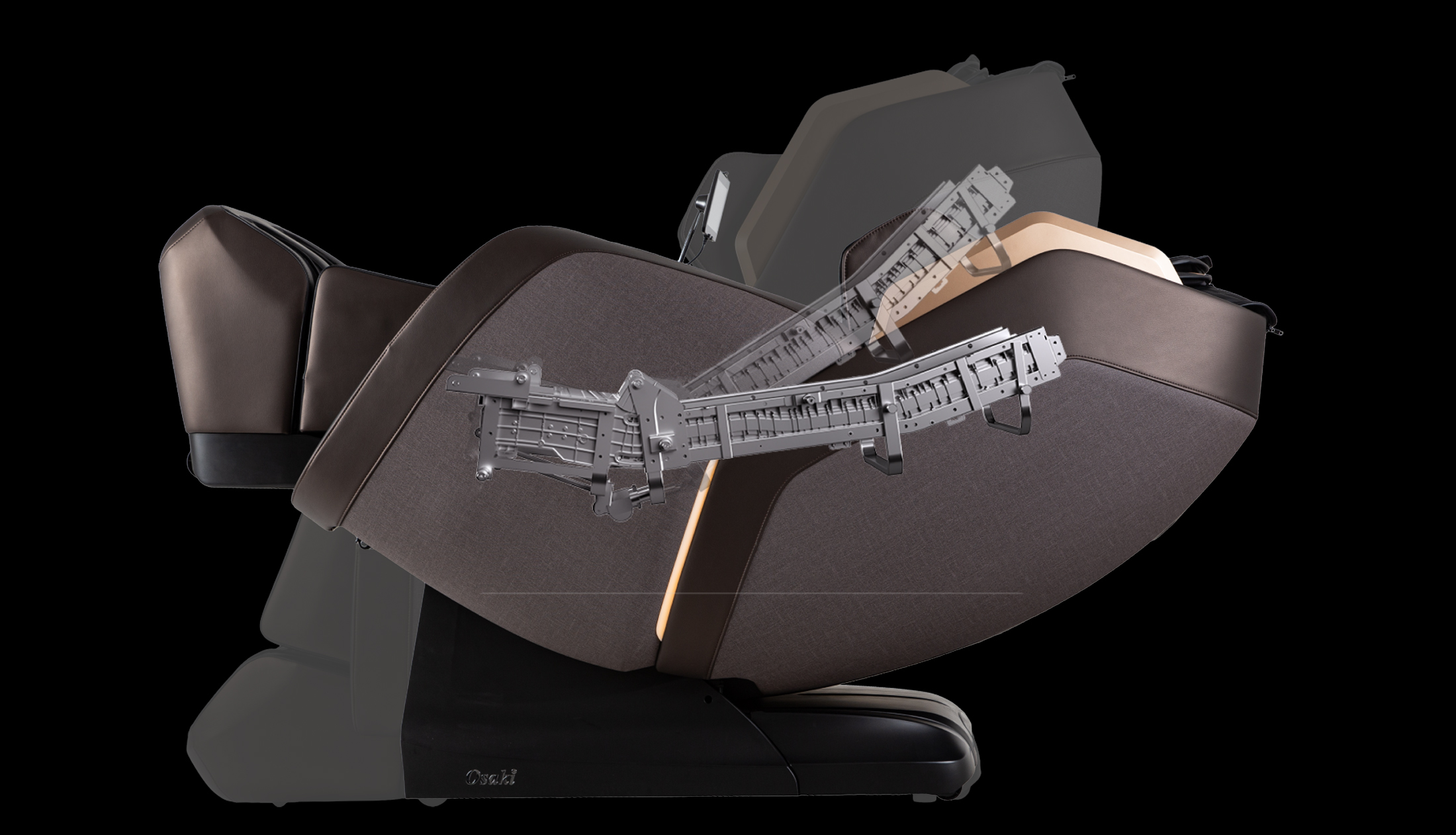 Osaki Duke XL 4D SL-Flex track system showing full coverage from neck to upper glutes