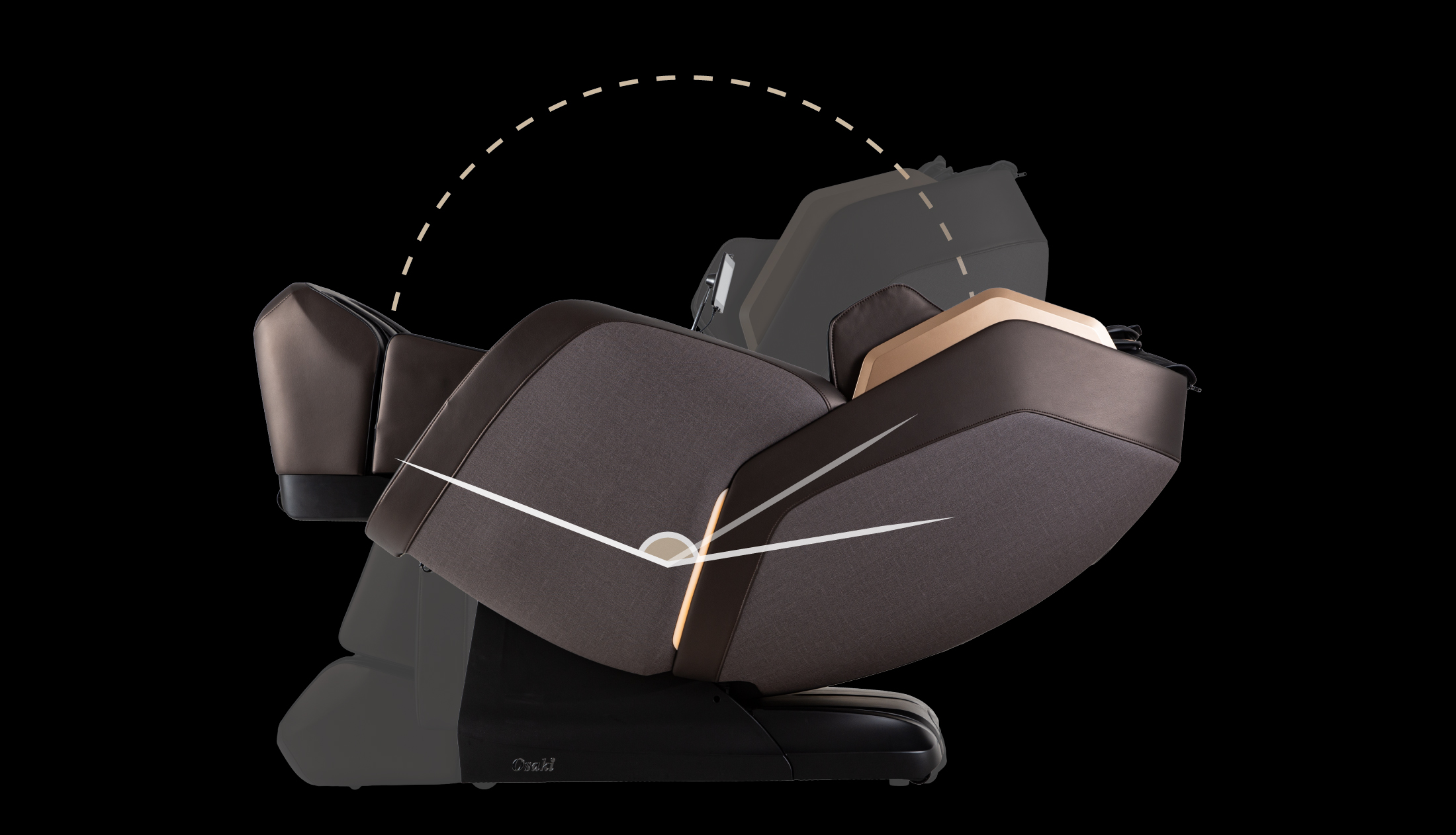 Osaki Duke XL 4D in zero gravity recline position with legs elevated above heart level
