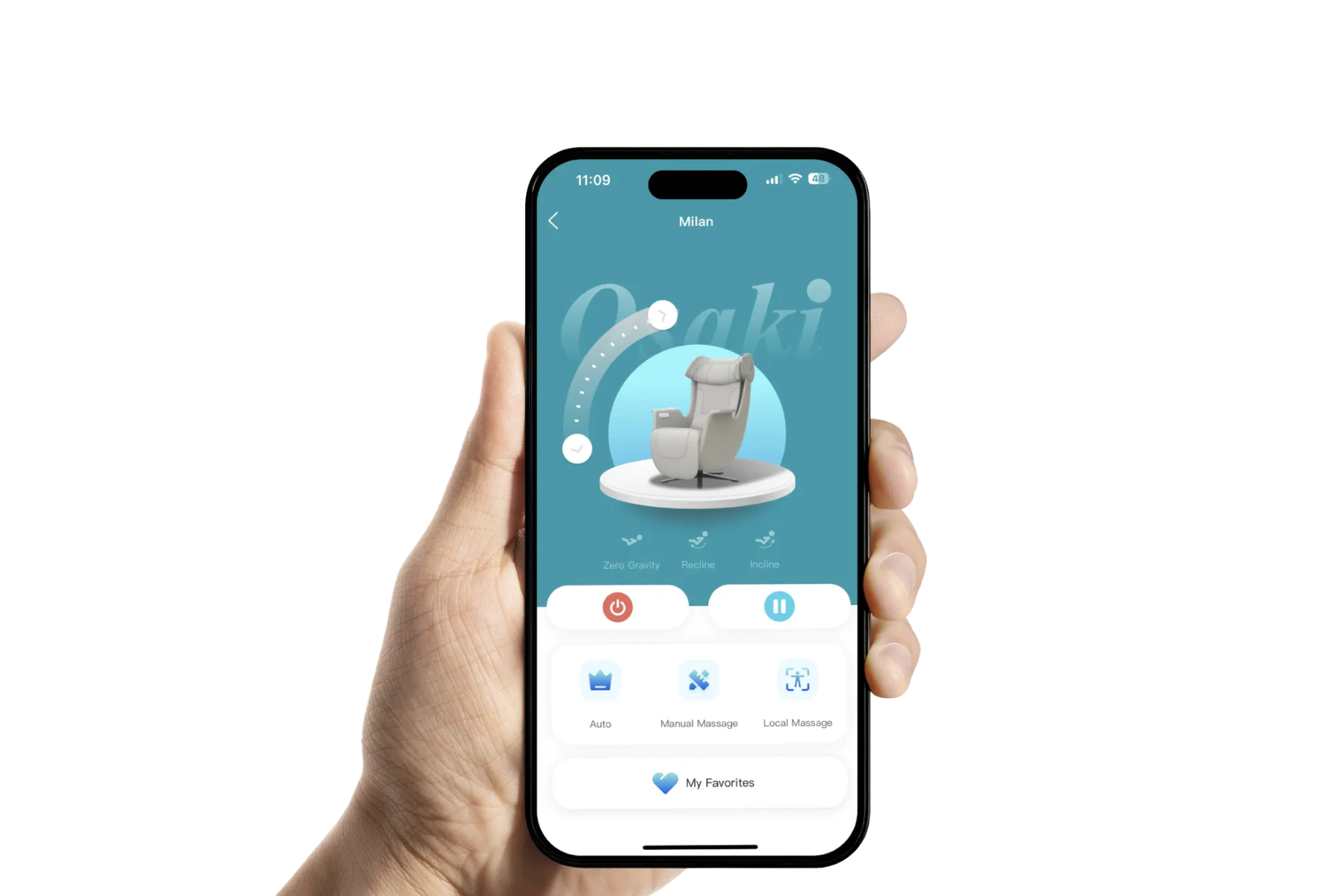 Osaki Milan easy app control on smartphone