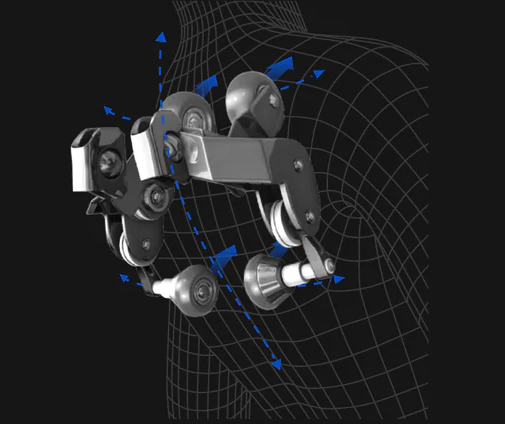 Osaki OS-Highpointe 4D roller mechanism showing four-dimensional movement