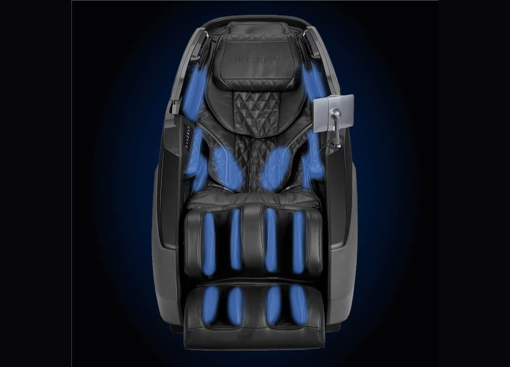Infinity Imperial Syner-D 66-cell airbag compression therapy diagram showing full-body coverage zones