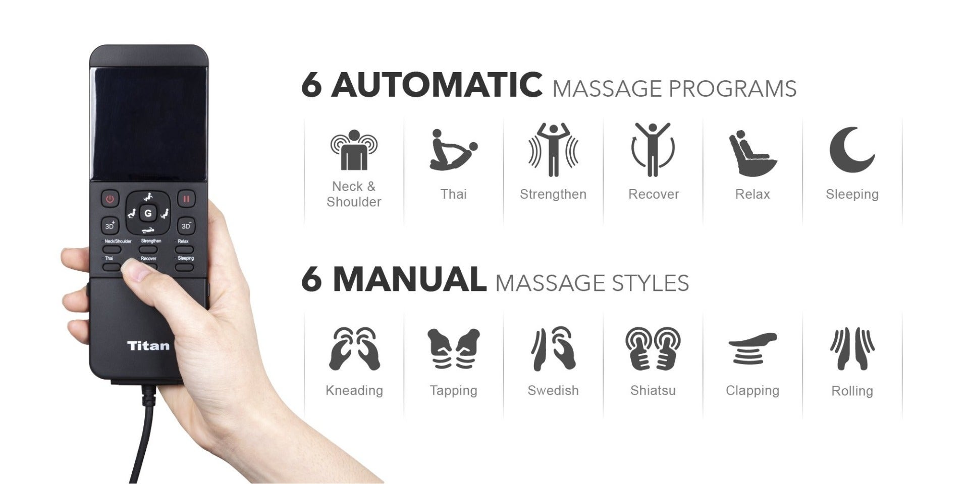 titan 3d prestige massage modes programs