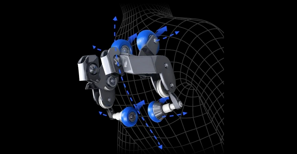 Osaki OP-4D Master SL-Track roller path and 4D mechanism depth adjustment