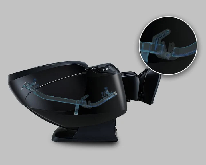 Ogawa Active XL DUO Li Flex Track diagram showing roller path from neck to glutes