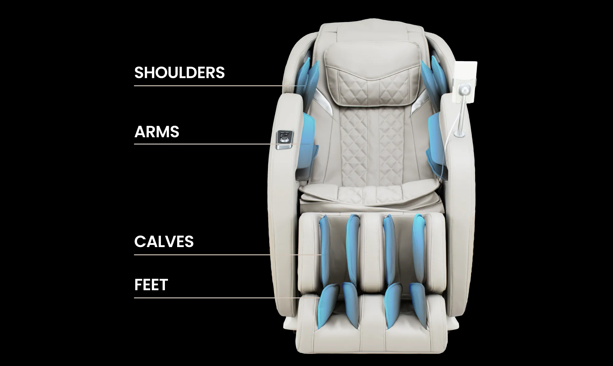 Osaki 3D 4000LE 28 cell full body air massage diagram showing all coverage zones