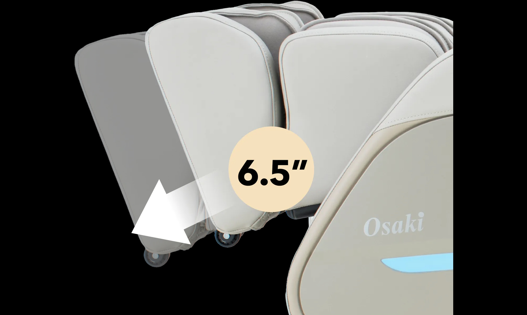 Osaki 3D 4000LE spring loaded extendable footrest shown in extended position