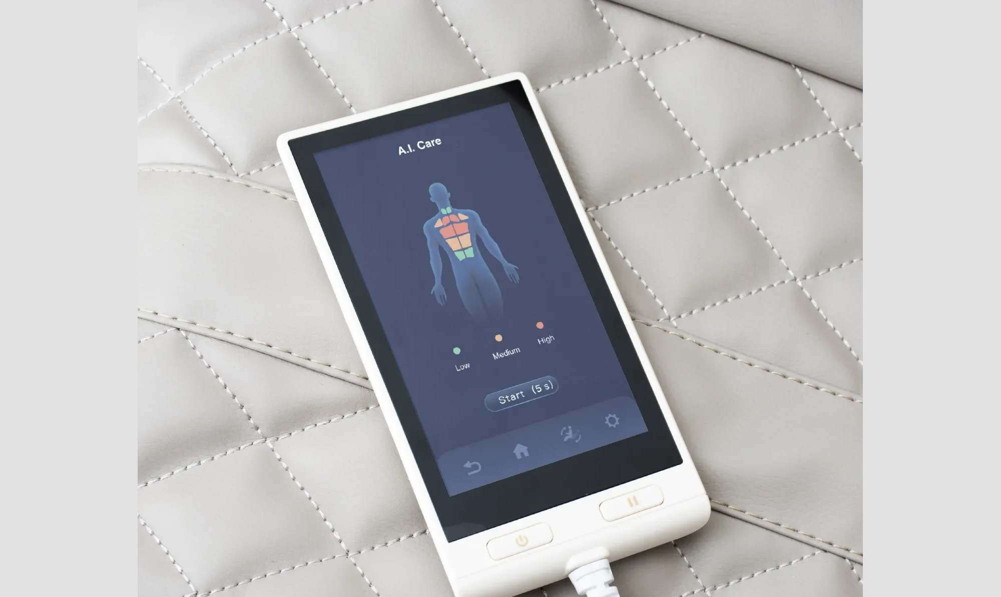 Osaki 3D 4000LE touchscreen controller showing intuitive body map and program selection interface
