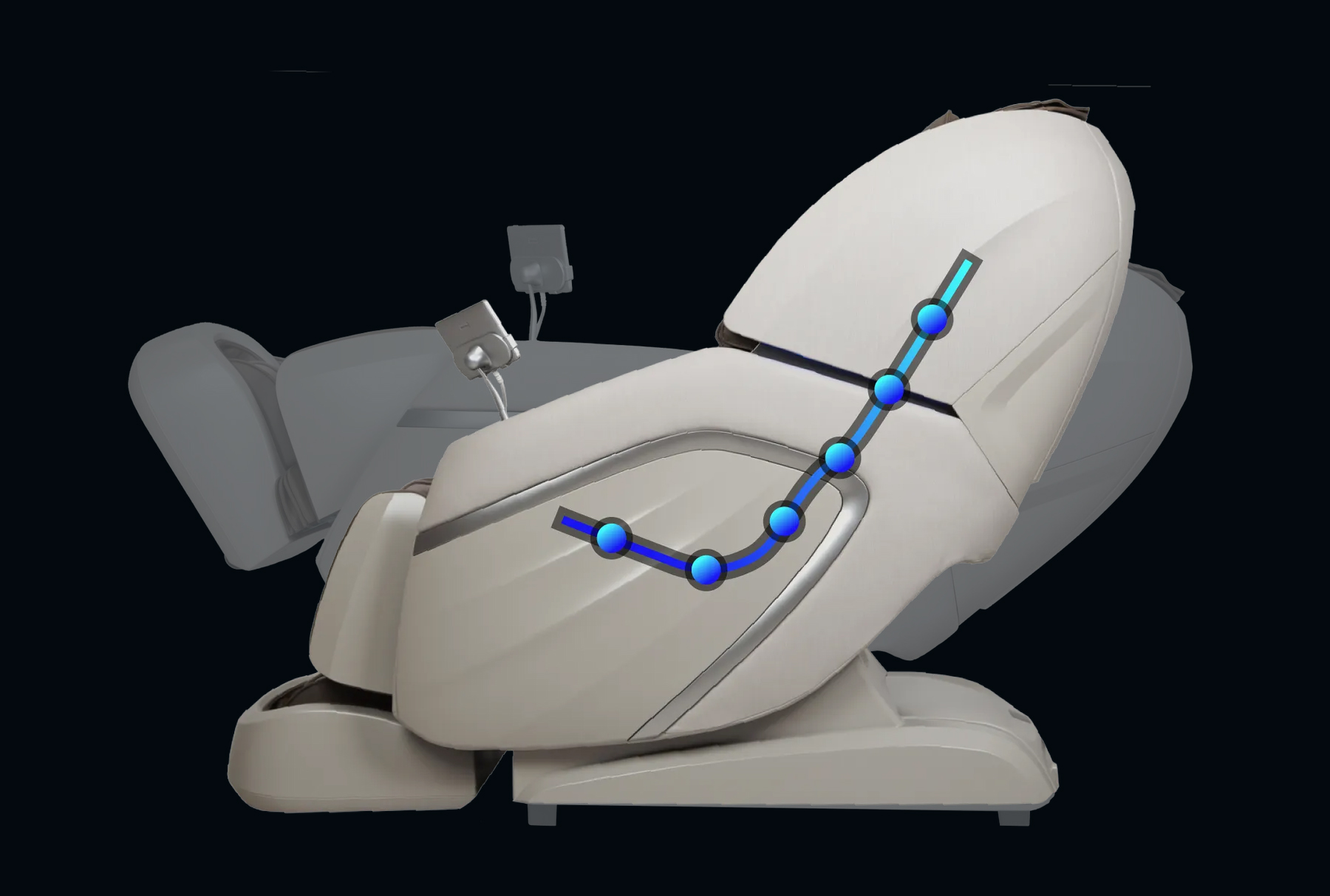 Osaki 4D Emperor II SL-Track diagram showing coverage from neck to hamstrings