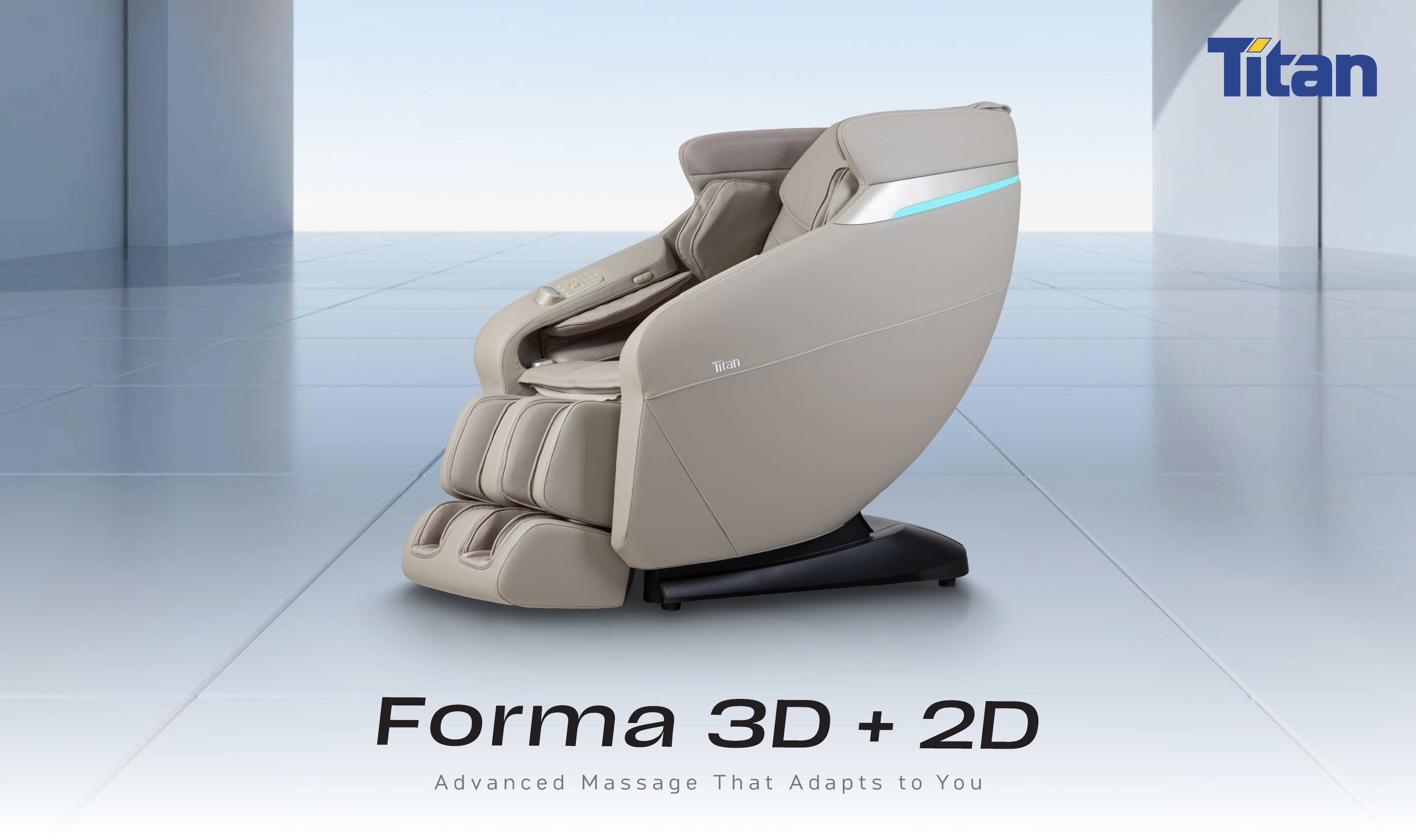 Titan Forma 3D+2D massage chair in living room setting