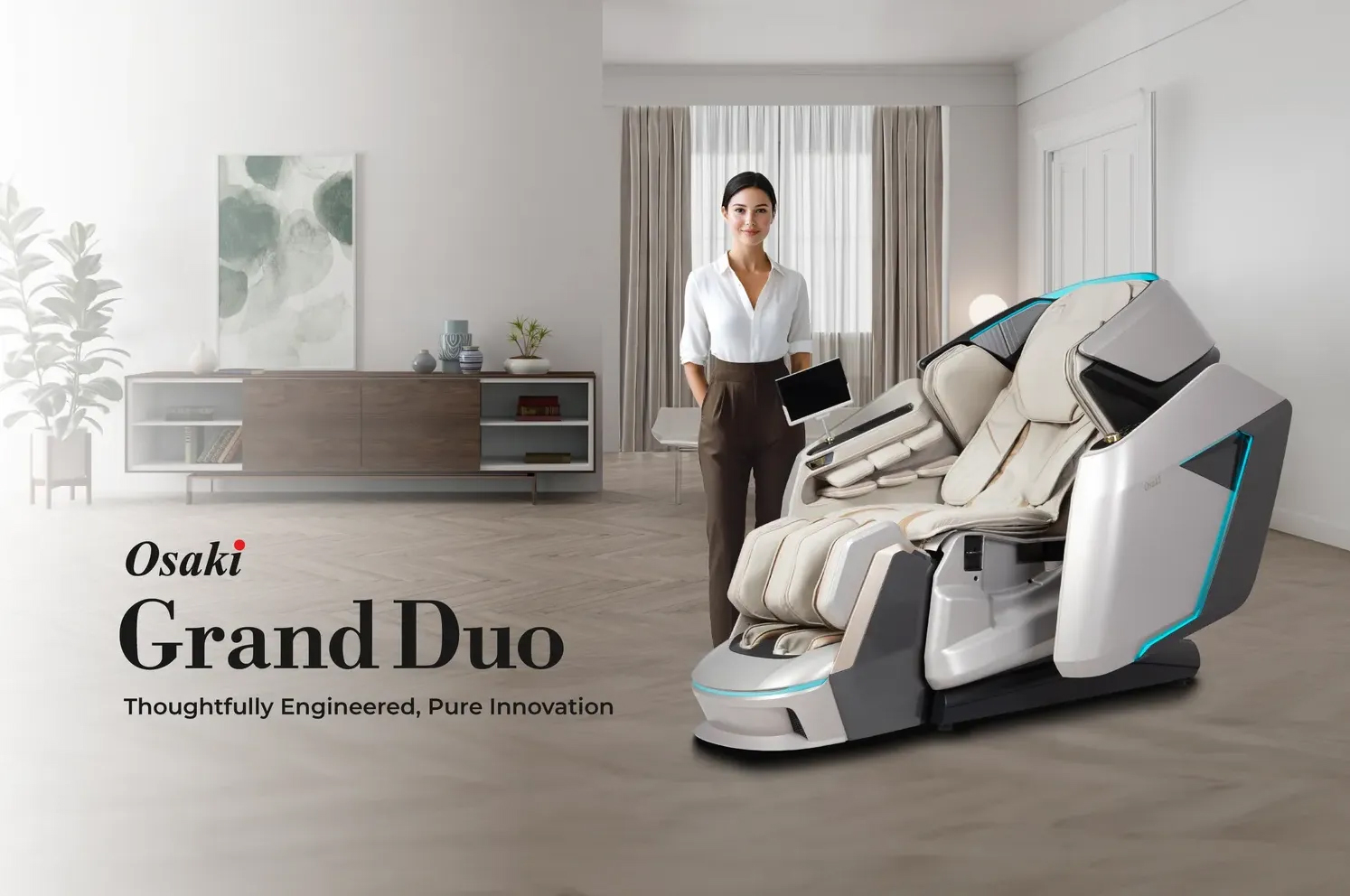 Osaki AI Grand Duo 4D massage chair in living room