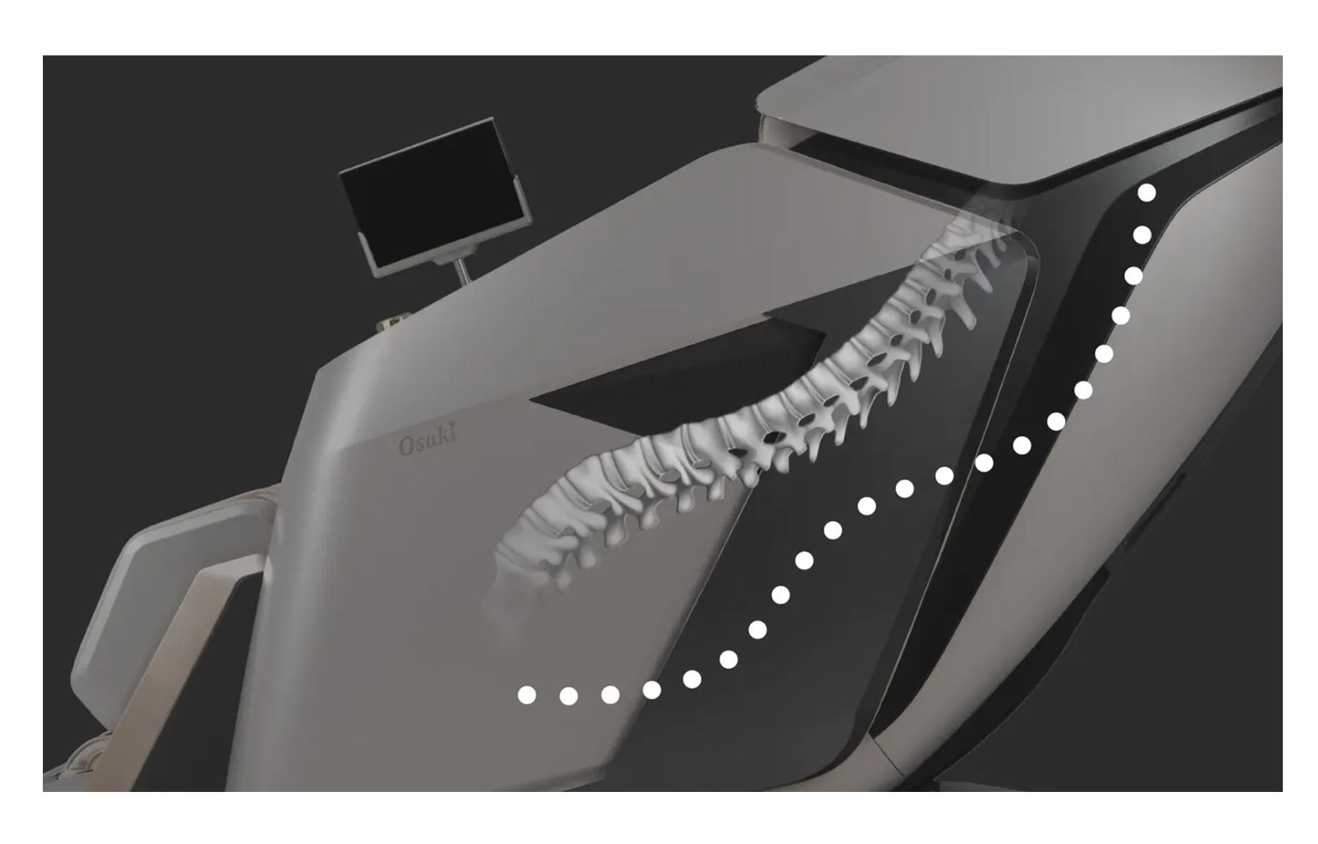Osaki AI Grand Duo 53 inch SL-Track coverage diagram from neck through hamstrings
