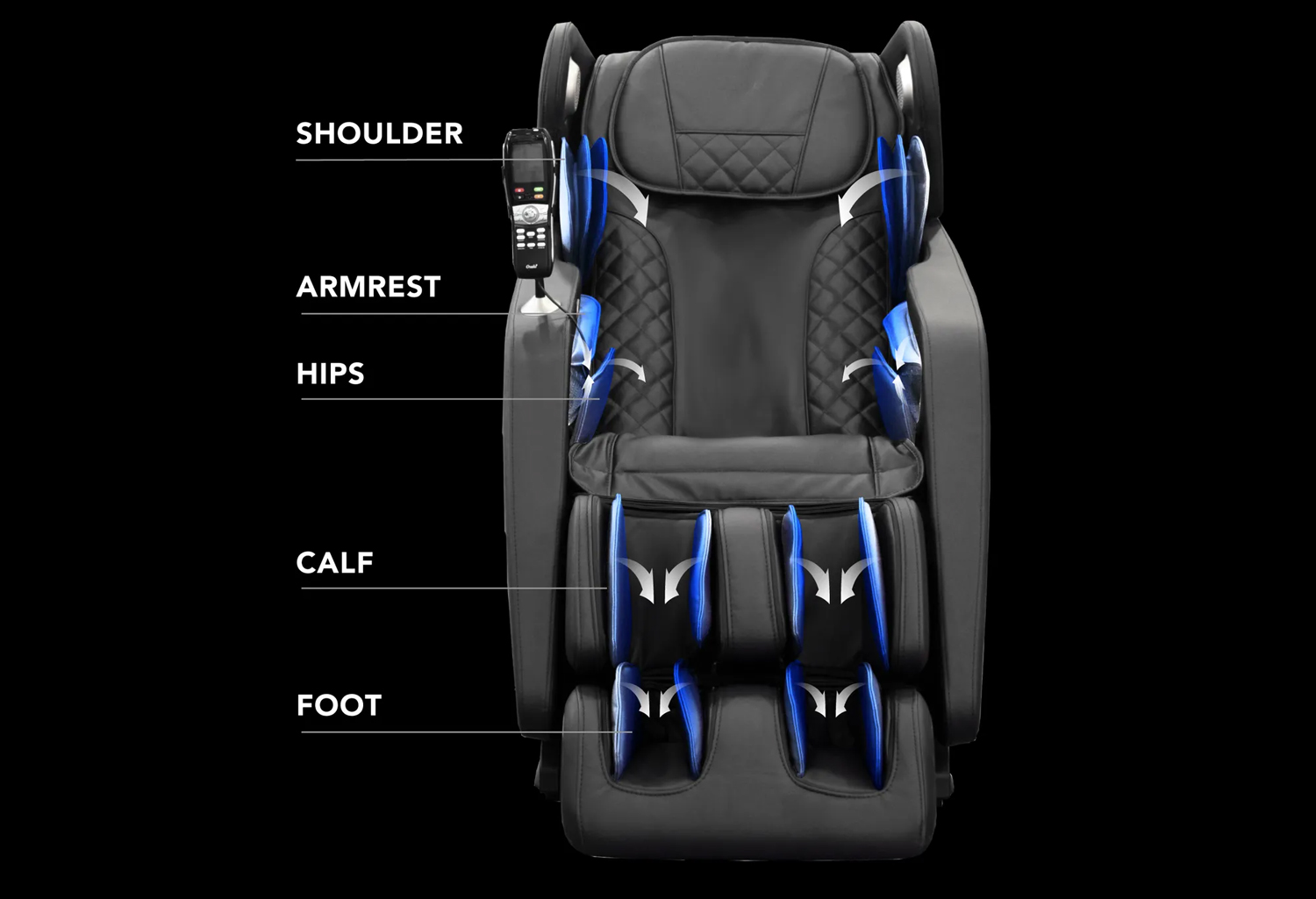 Osaki OS-Hiro LT full body airbag compression coverage diagram