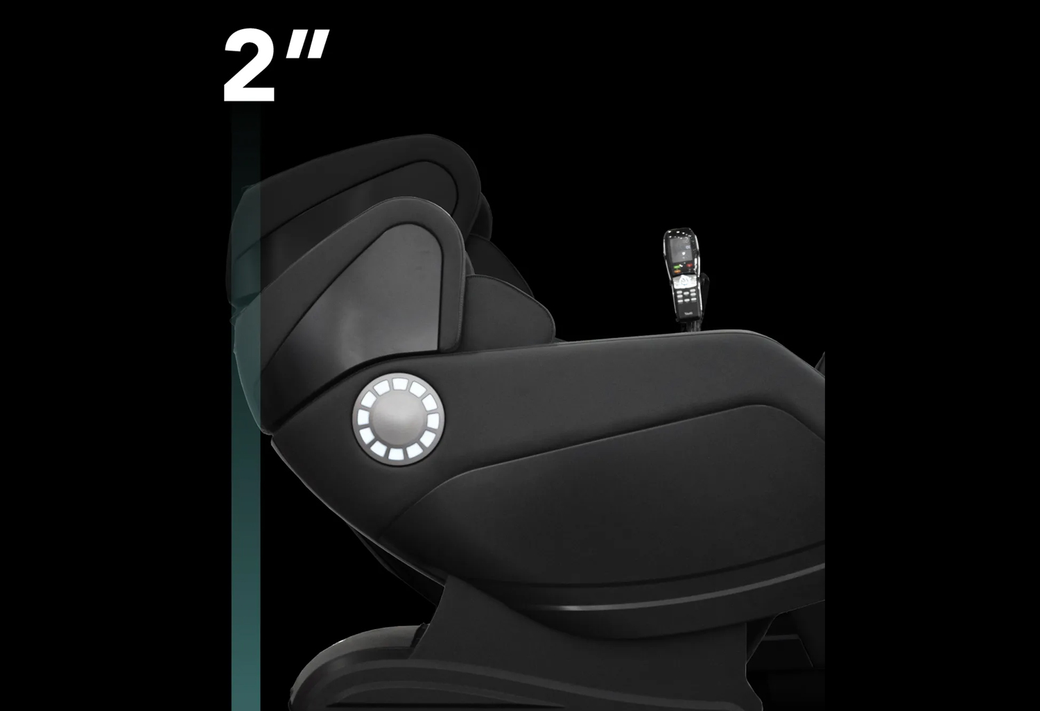 Osaki OS-Hiro LT space saving recline technology diagram showing minimal wall clearance
