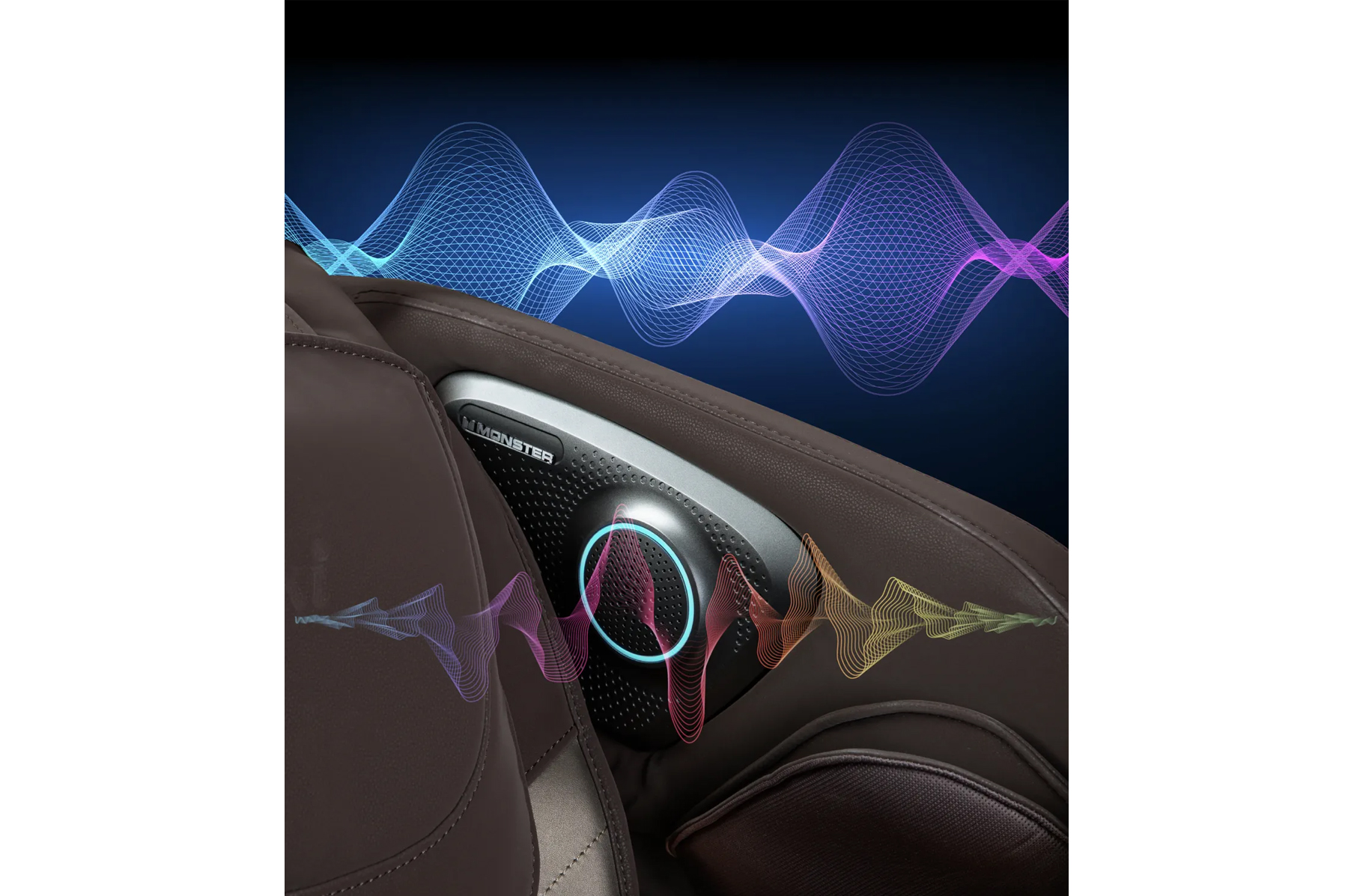 Osaki Pro Vivant 5D Monster Bluetooth speakers built into the headrest