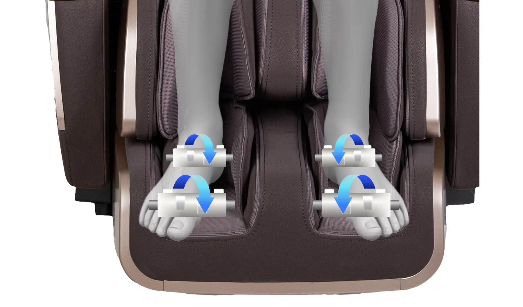 Osaki Pro Vivant 5D specialized reflexology foot rollers inside the footrest