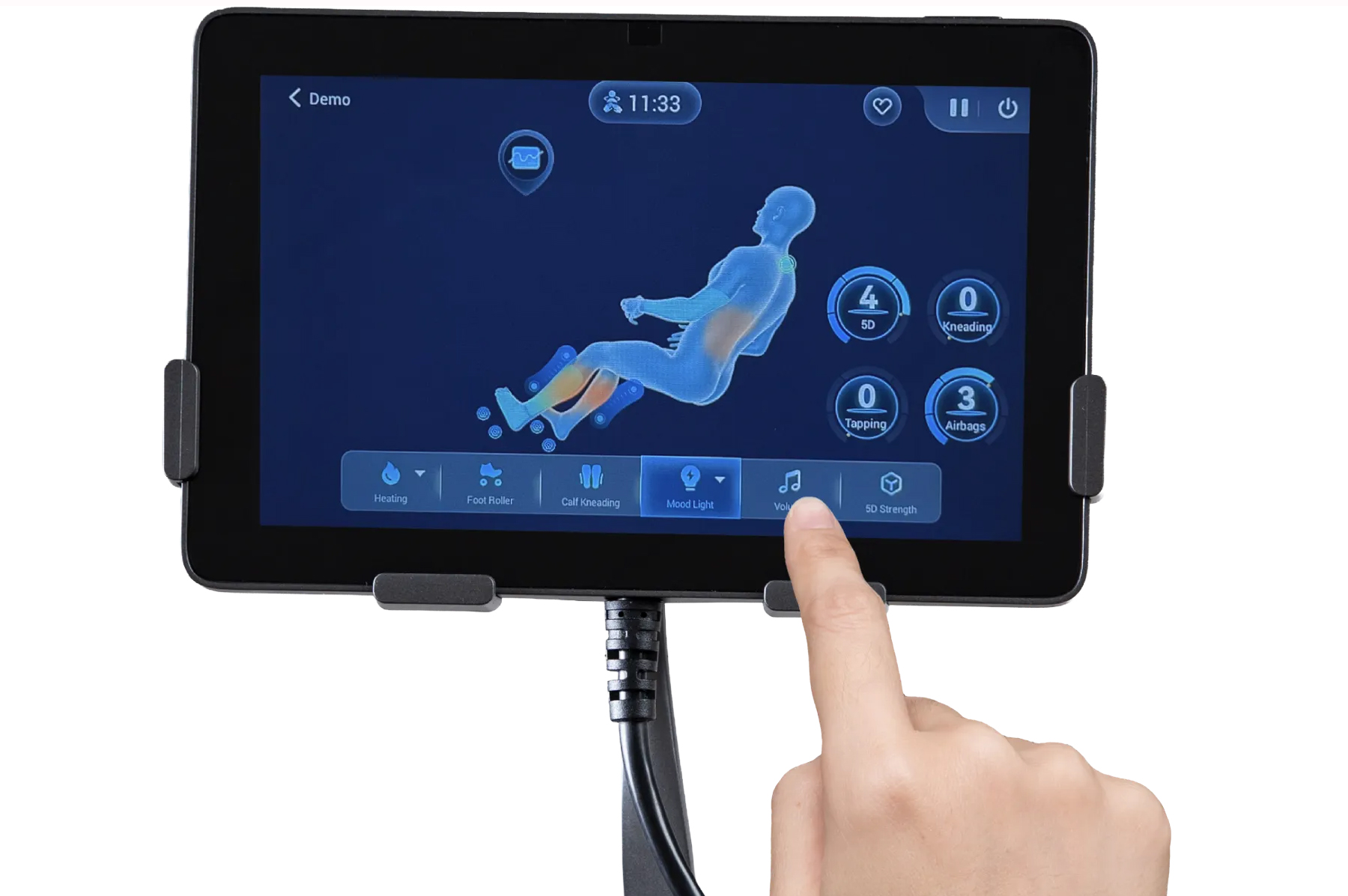 Osaki Pro Vivant 5D touchscreen controller showing program selection interface