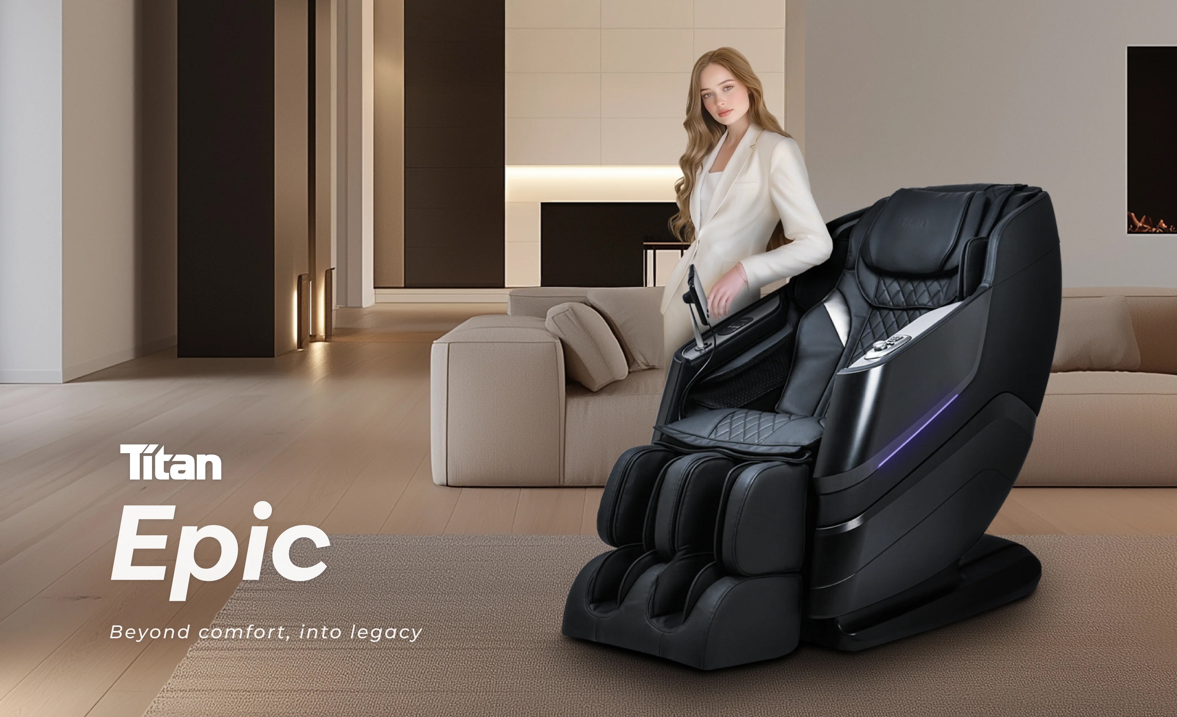 Titan TP-Epic 4D massage chair in living room setting