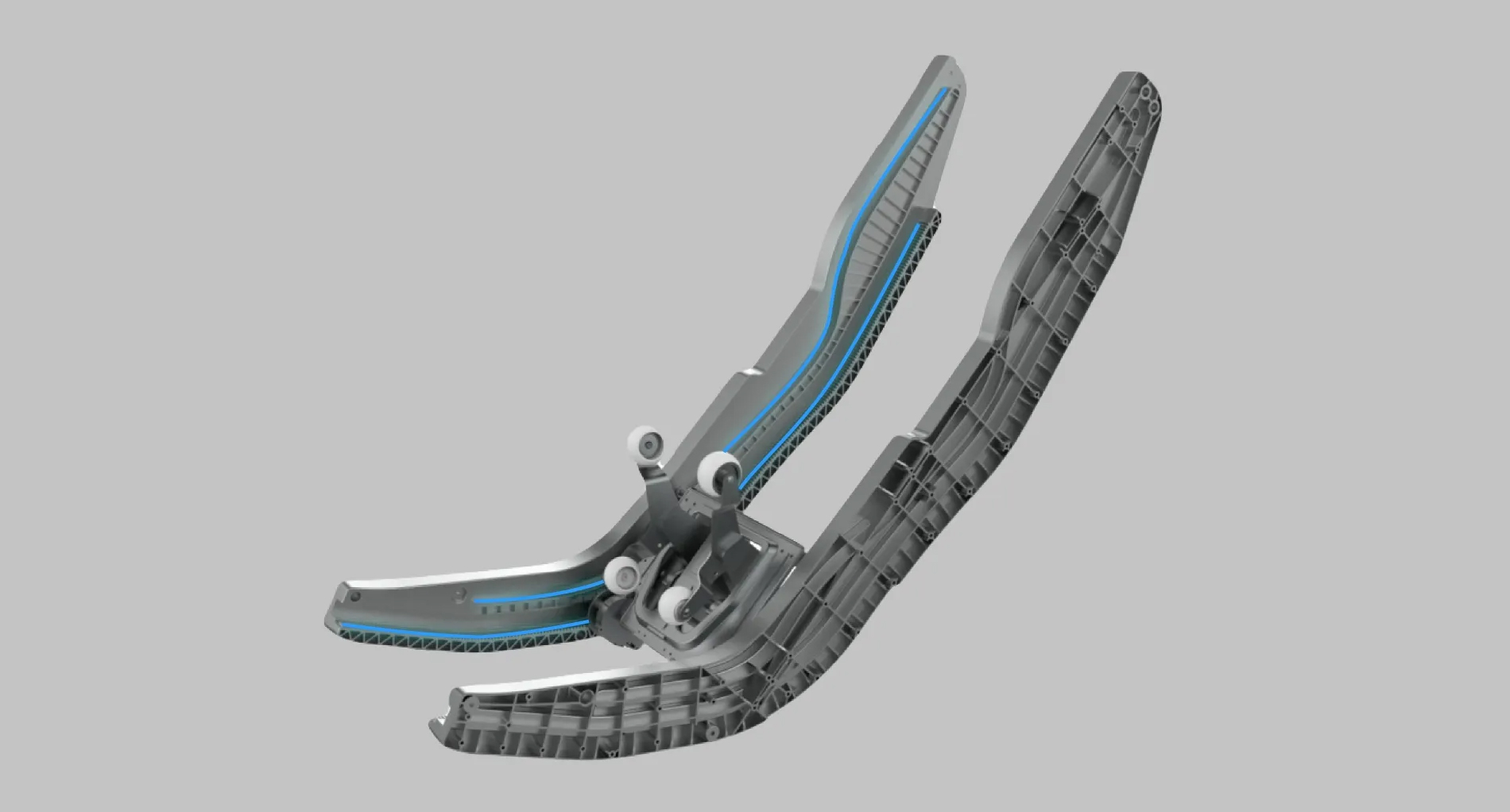 Titan TP-Ronin 4D Dual Rail SL-Track system diagram showing 42.9-inch roller coverage