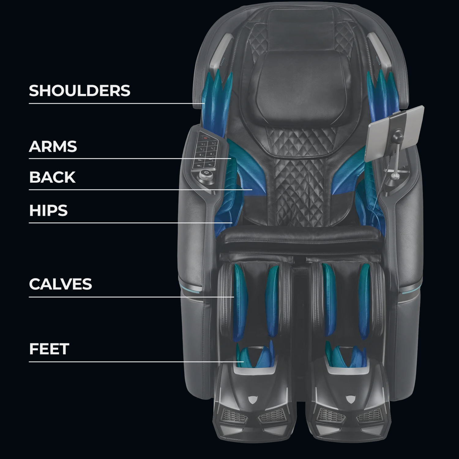 Osaki Trion Flex Duo 50-cell full body air compression coverage diagram