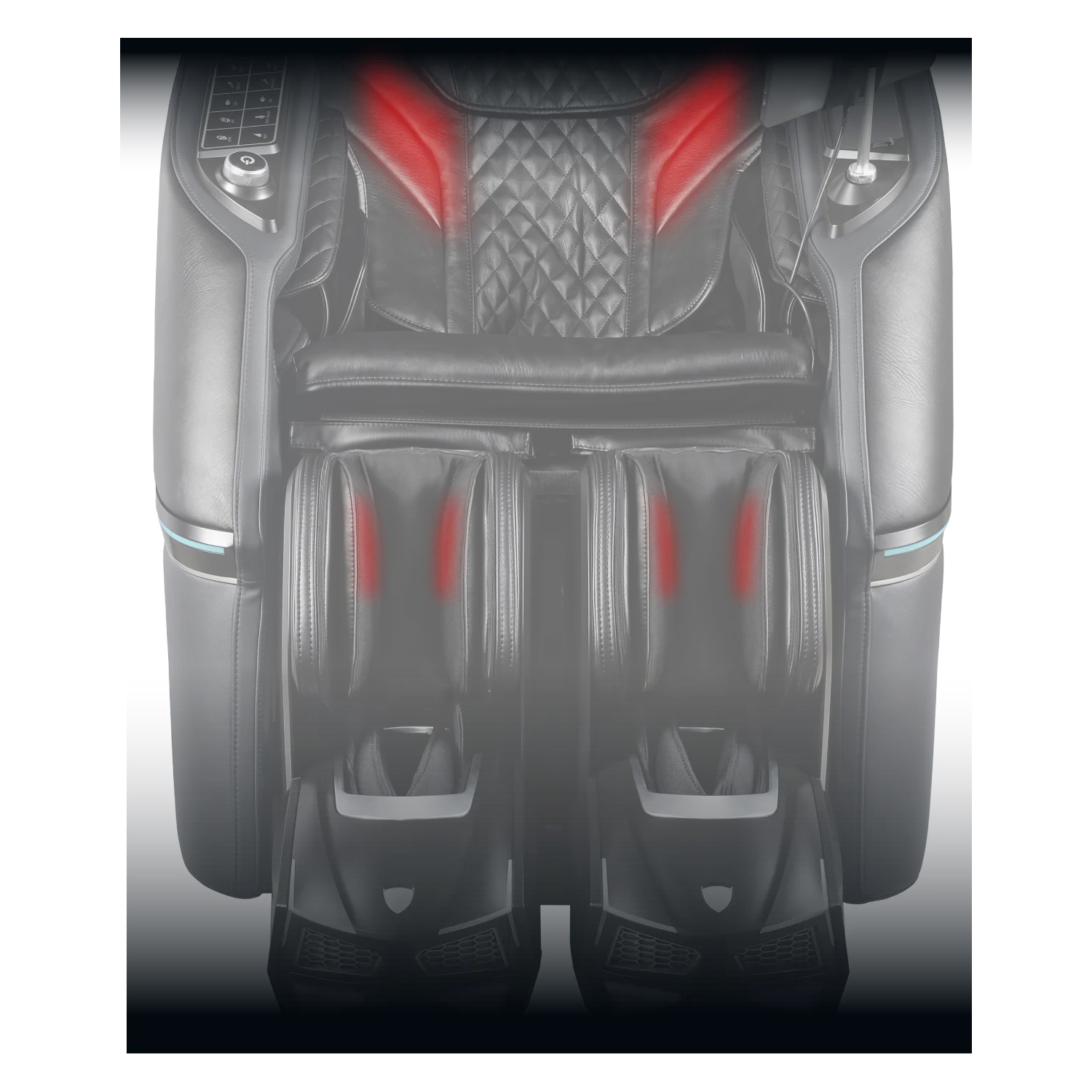 Osaki Trion Flex Duo heat therapy showing lumbar calf and heated foot roller zones