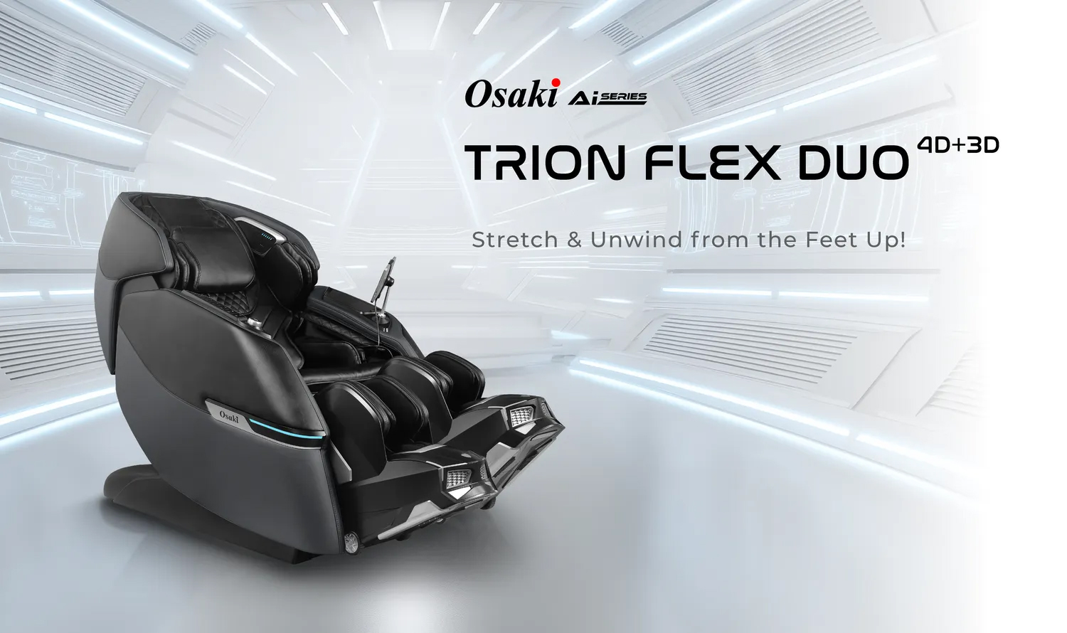 Osaki Trion Flex Duo 4D+3D massage chair in living room setting