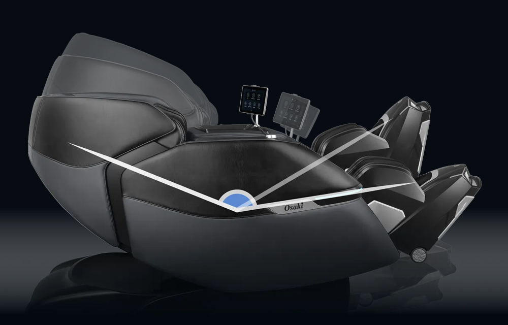 Osaki Trion Flex Duo in fully reclined 2-stage zero gravity position