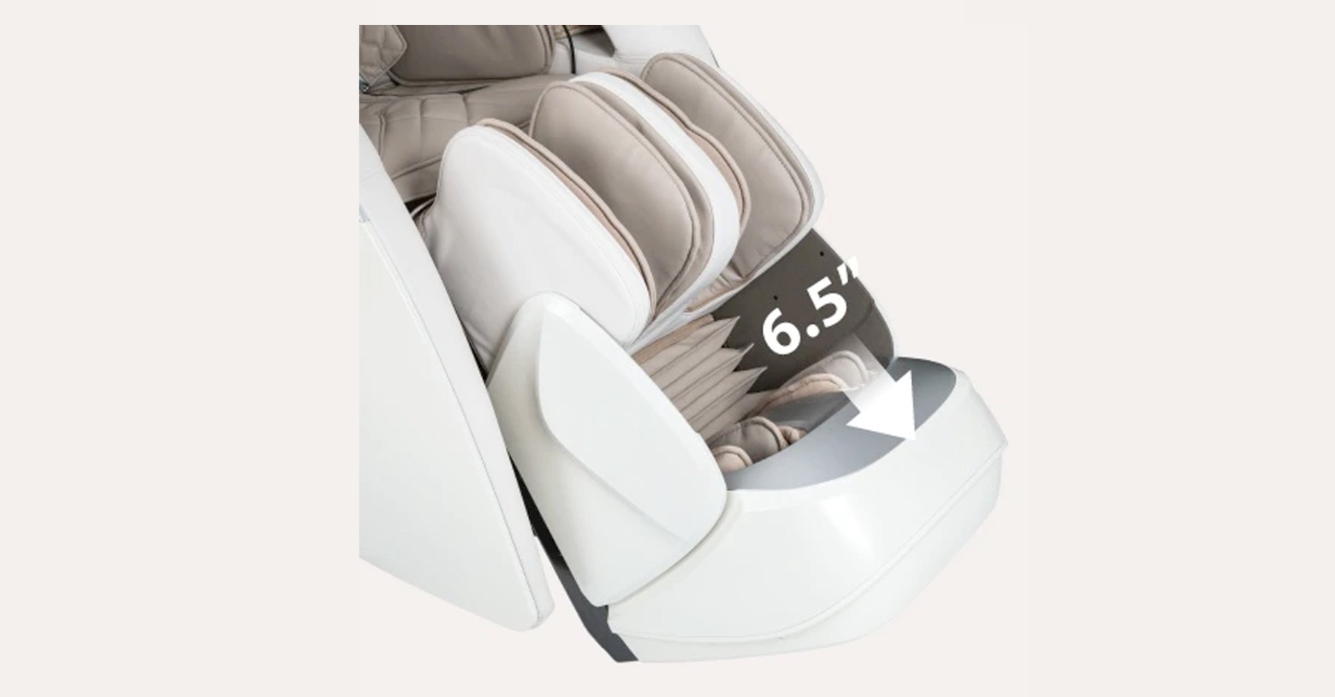 Osaki DuoMax extendable footrest showing 6.5 inch extension range