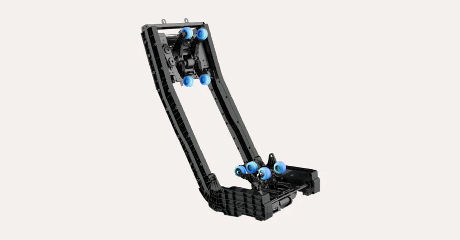 Osaki DuoMax dual massage mechanism showing SL Flex track with 8 rollers in two independent assemblies