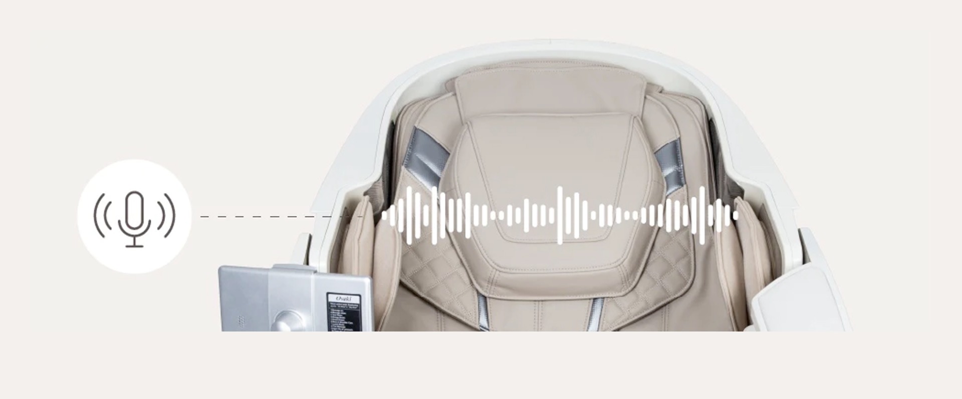 Osaki DuoMax smart voice control interface with microphone and sound wave graphic